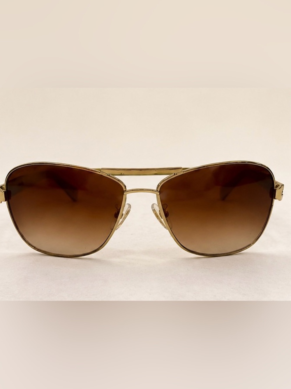 Coach Carolina Aviator Sunglasses Brown Gold + Case